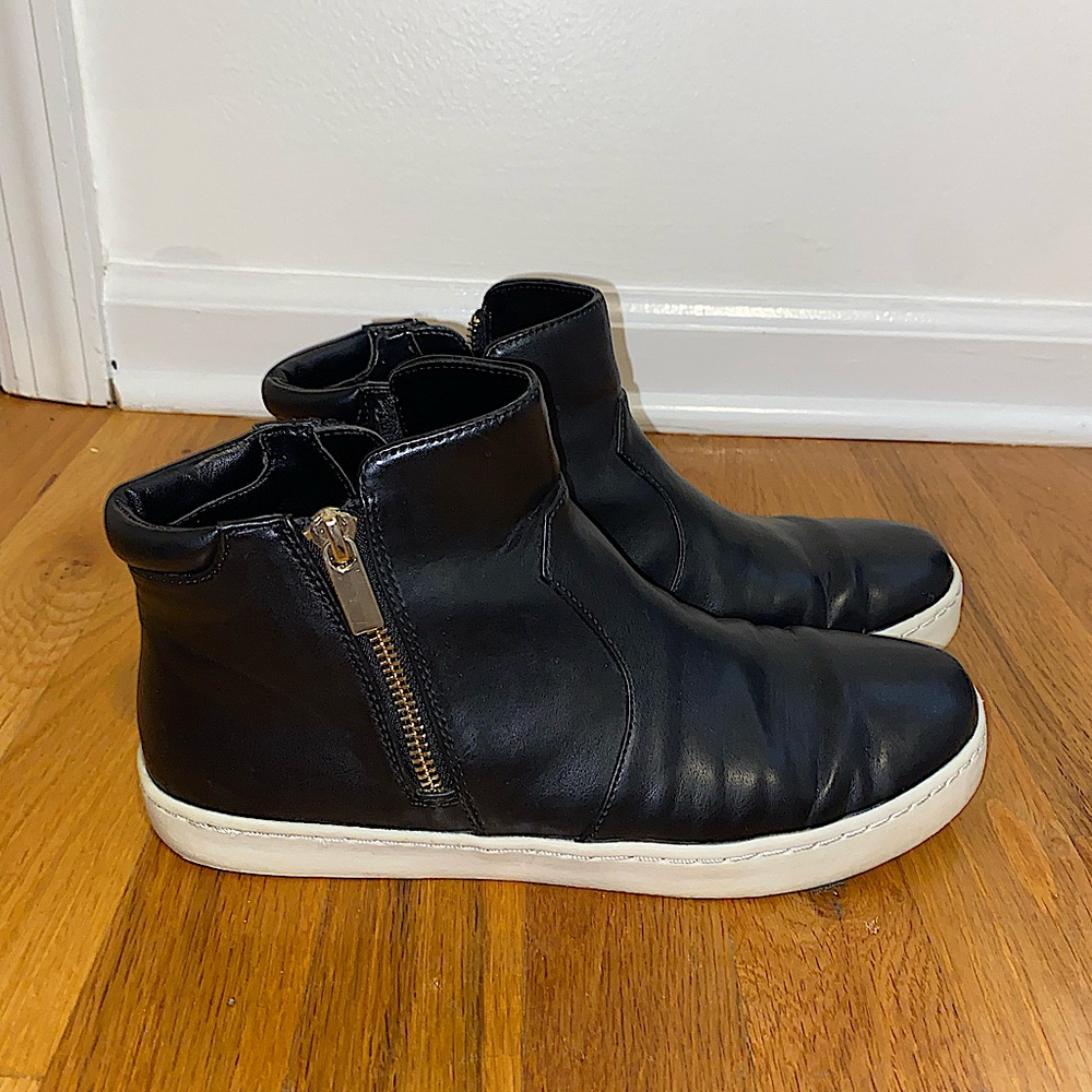 Leather Ankle Zip- Up Sneakers